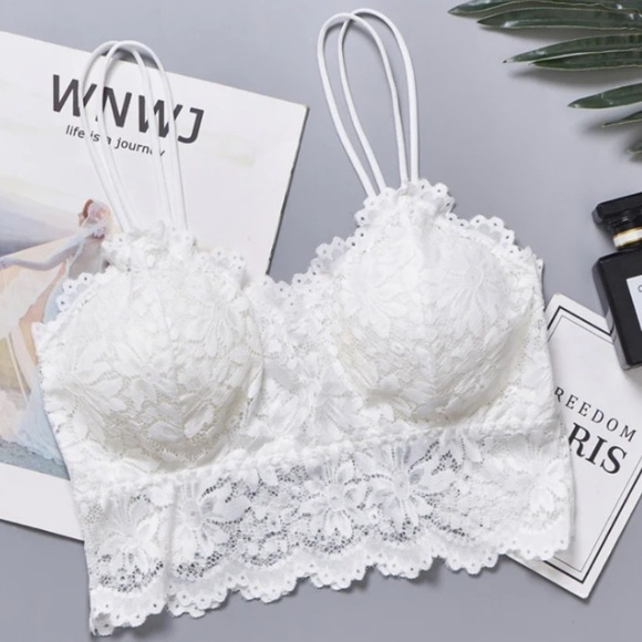 Luxoire white flower wrap around lace bralette - Picture 1 of 4